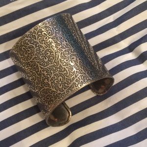 Engraved silver plated cuff